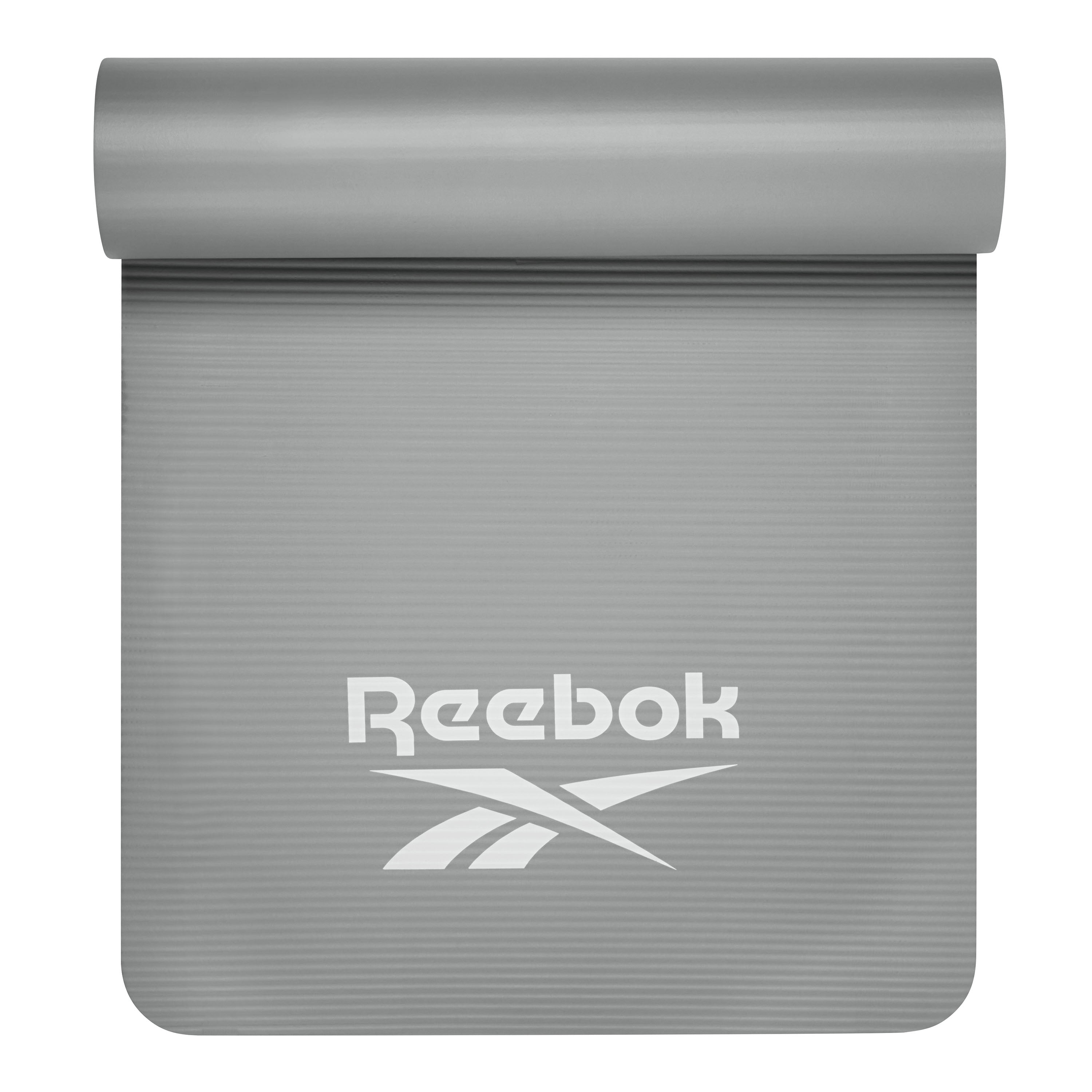 Reebok 10mm Fitness Mat Grey top rolled