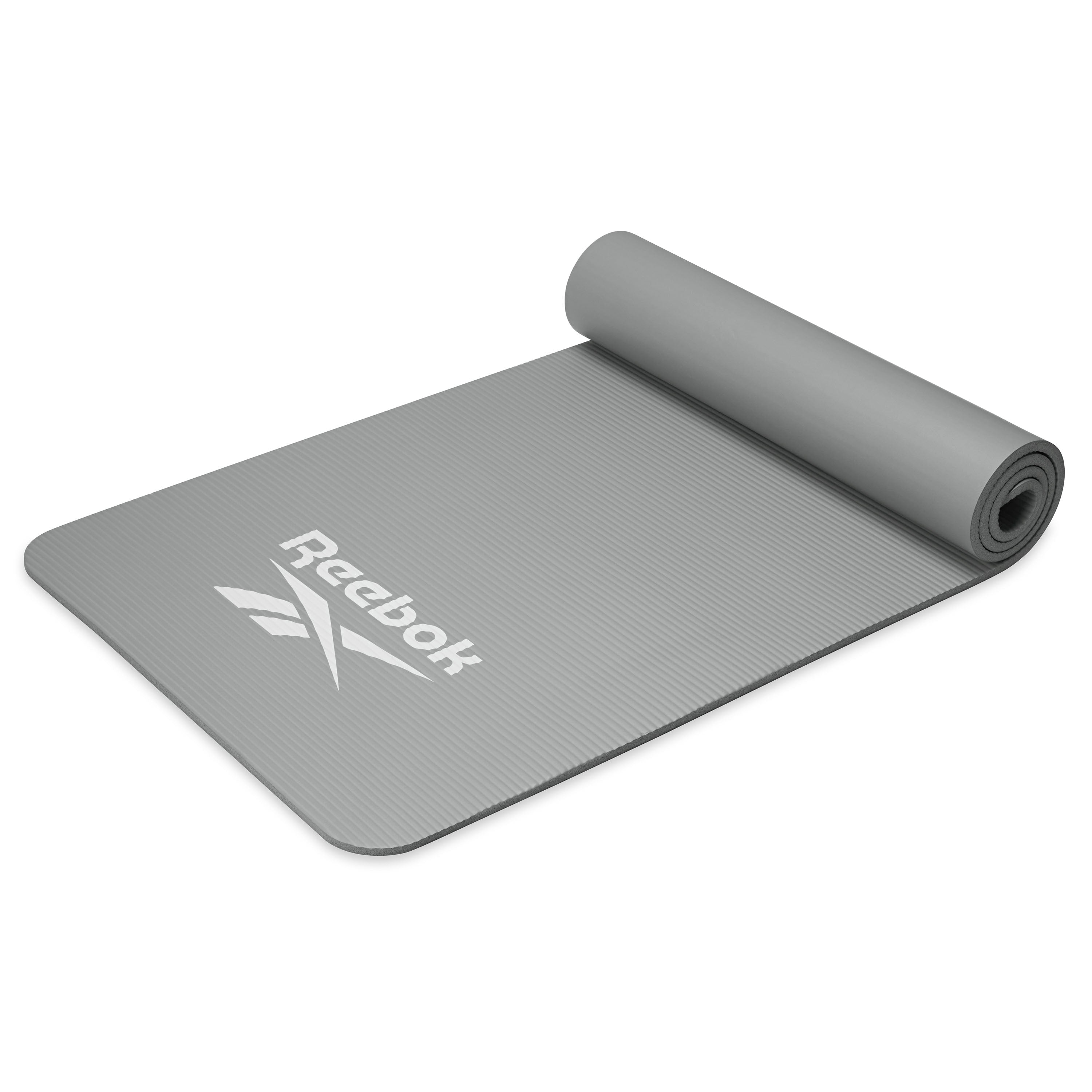Reebok 10mm Fitness Mat Grey top rolled angle